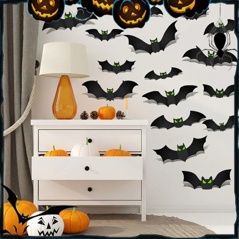 Set Pegatinas 3D Murciélagos Halloween - Efecto Realista